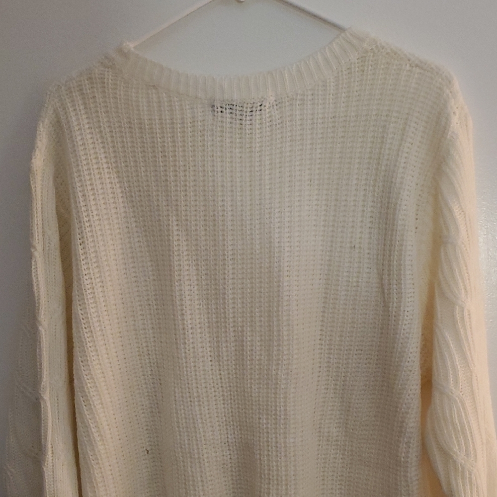 Calvin Klein Women's Ivory Crew Neck Sweater - Picture 9 of 11